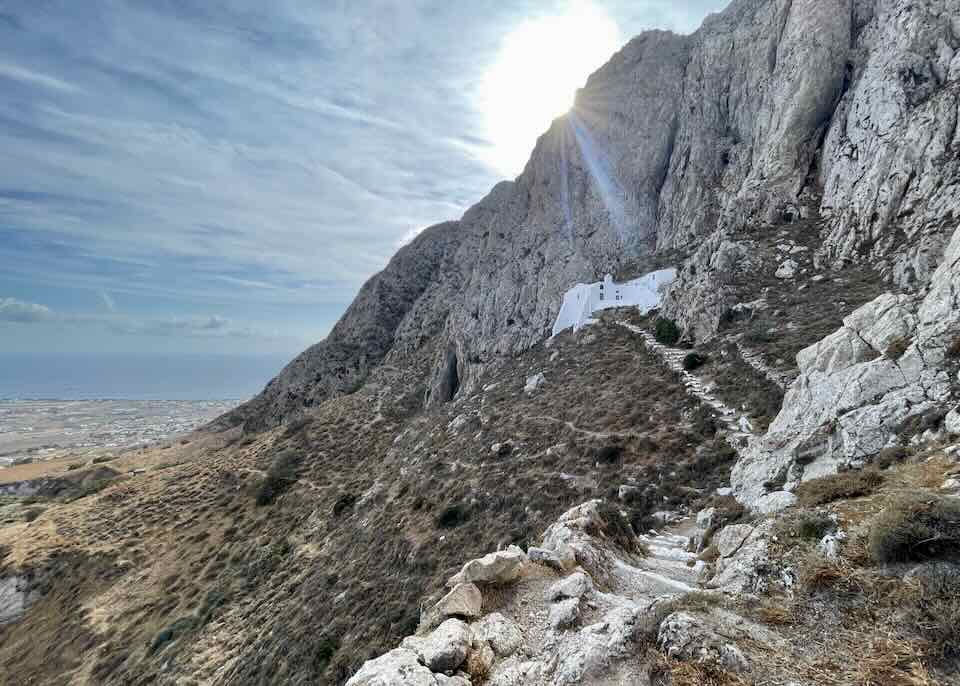 Hike to church in Santorini.