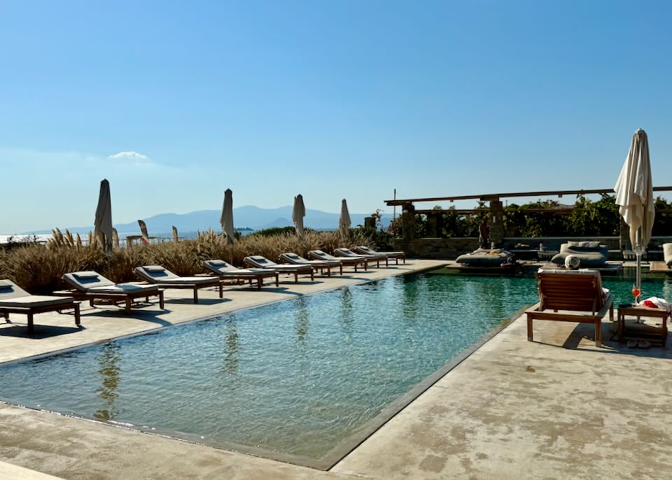 Pool deck overlooking the sea.