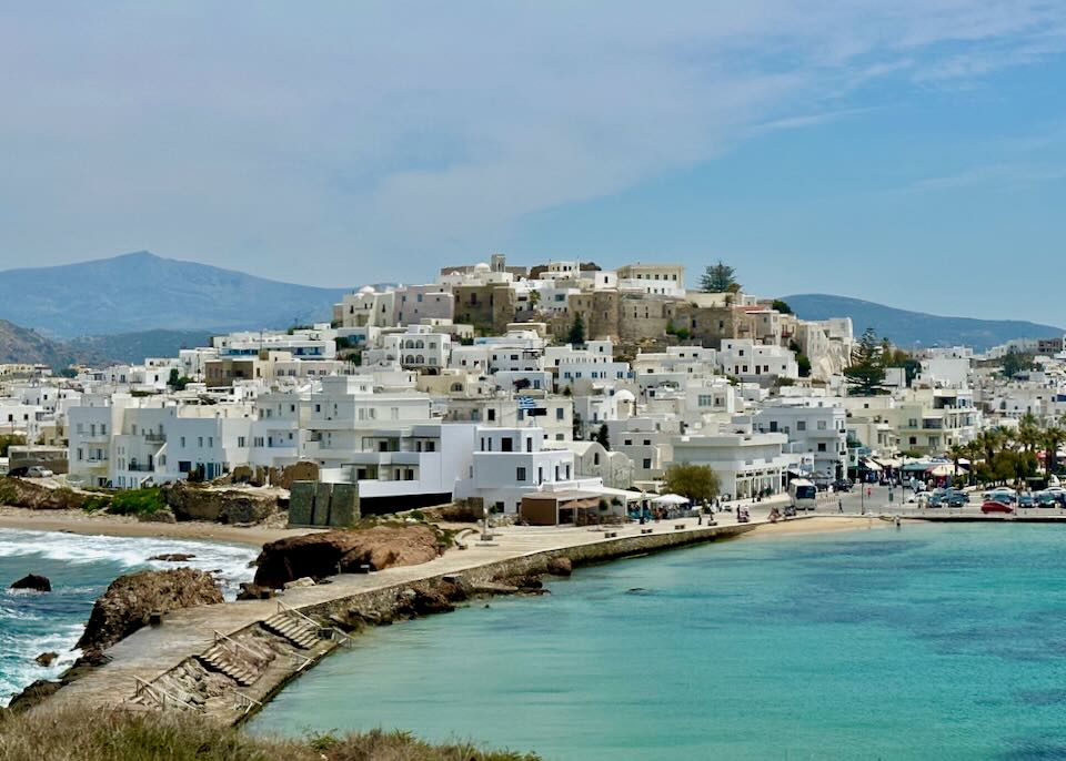 View of Naxos Town, as seen from across the causeway on the hill of the temple of Apollo.