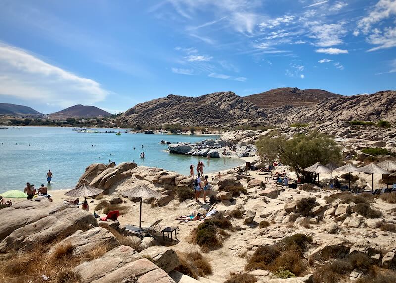 Granite rock formations at Kolymbithres Beach on Paros island.