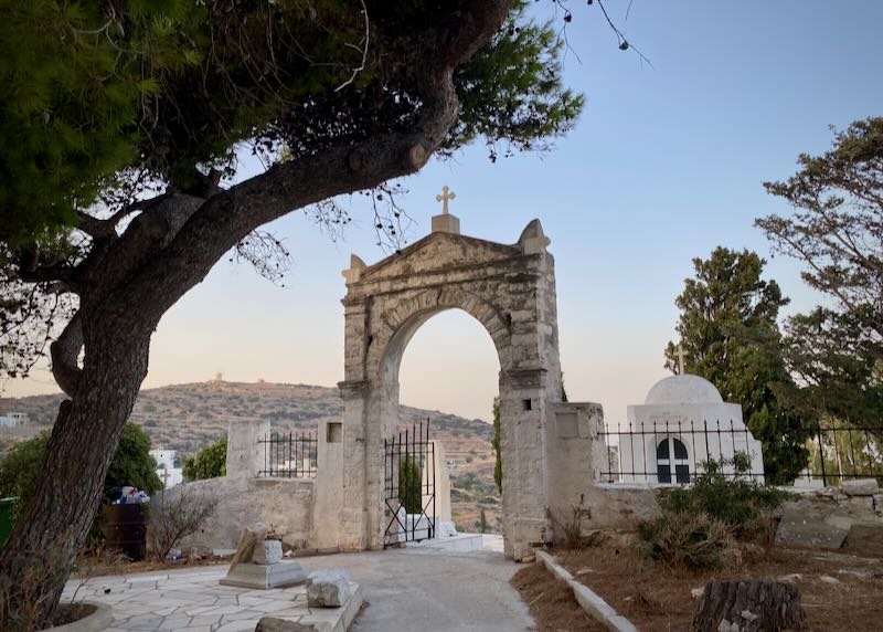 White marble gravestones at a Greek cemetery