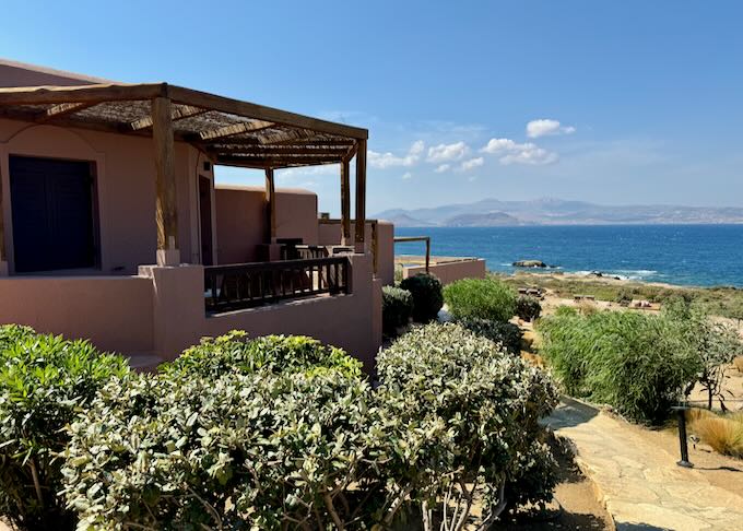 Clay-colored Cycladic structure overlooking the sea