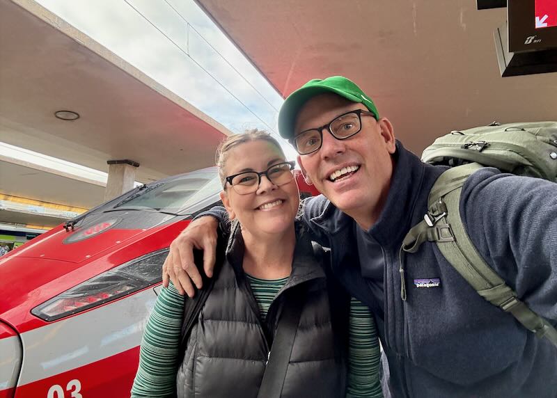 Me and I my wife at the Florence train station.