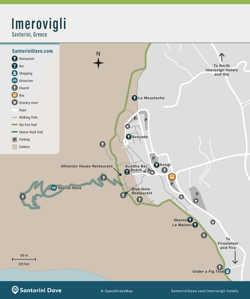 Imerovigli town map.