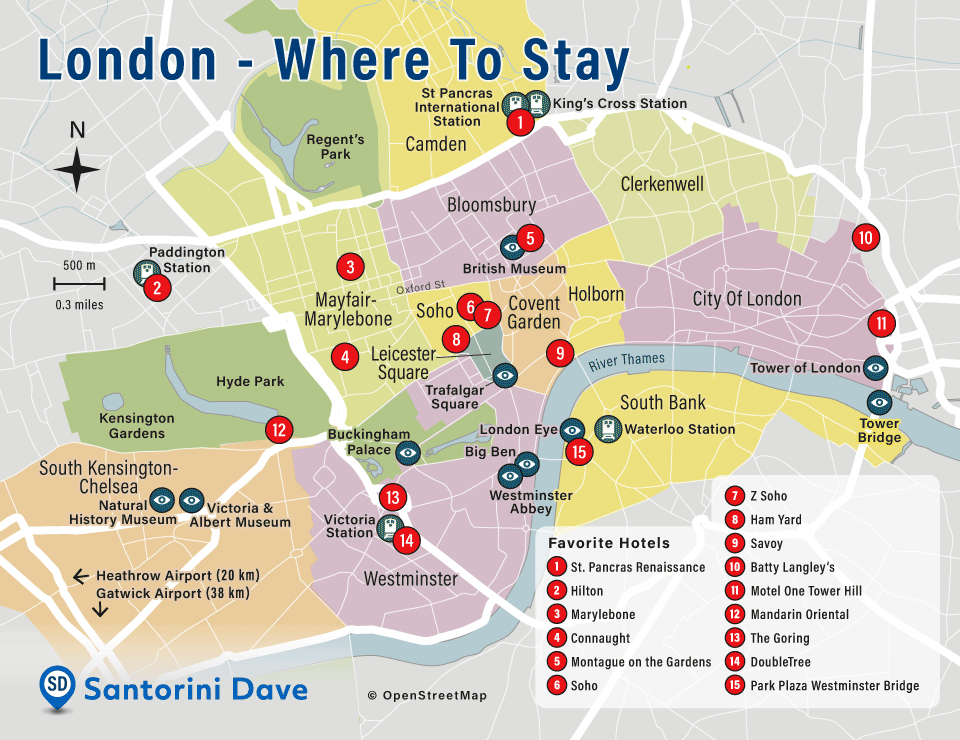 Best places to stay in London.