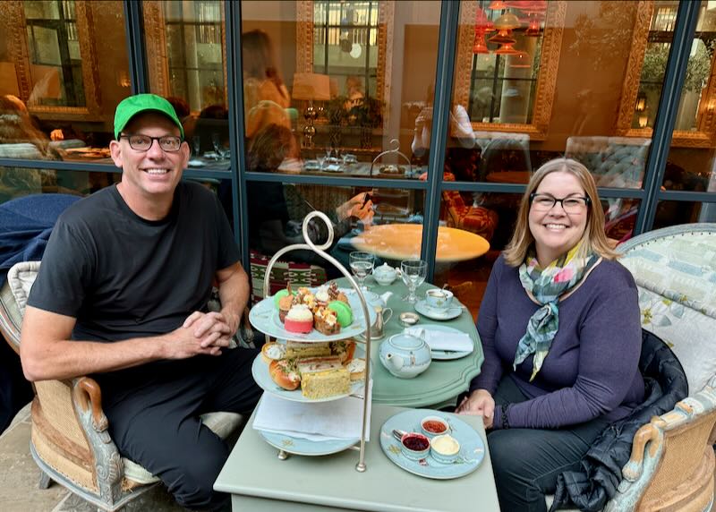 Me and wife having tea in London.