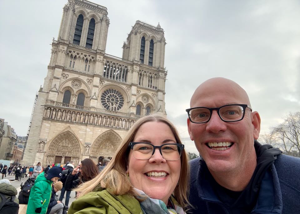 Me and my wife at the Notre Dame in Paris.