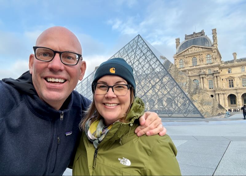 My wife and I at the Louvre in Paris.