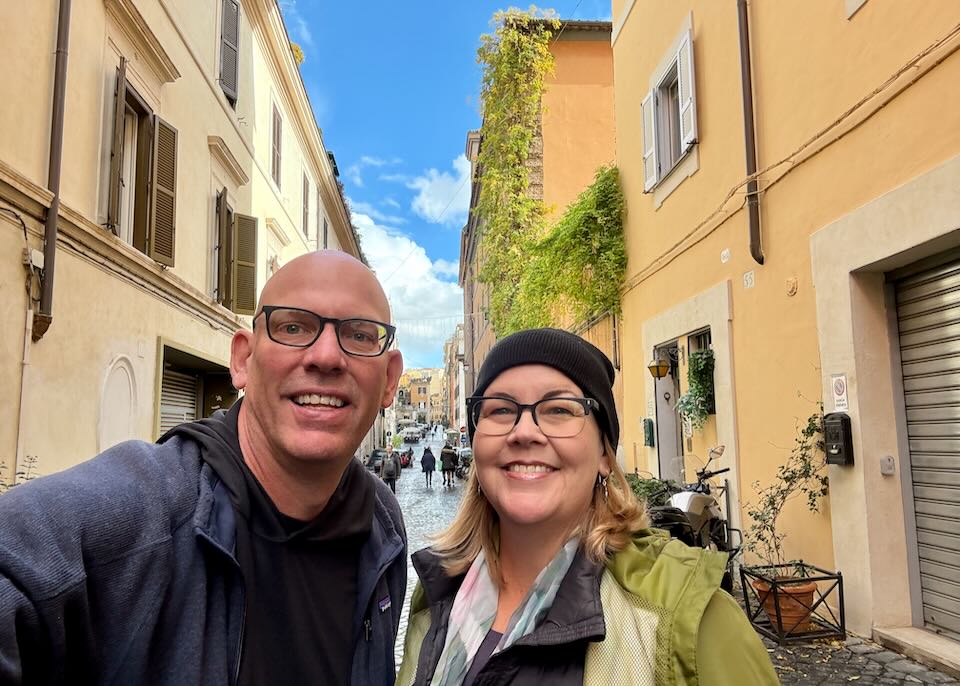 My wife and I exploring Rome.