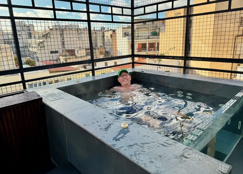 Me in hot tub at Athens hotel.