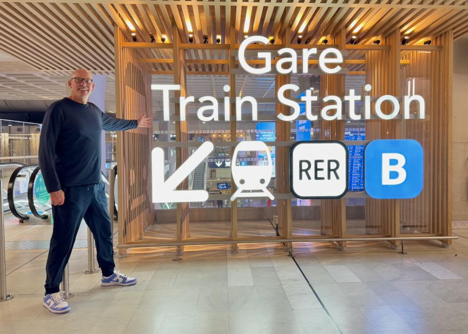 Me at the RER station in CDG airport.