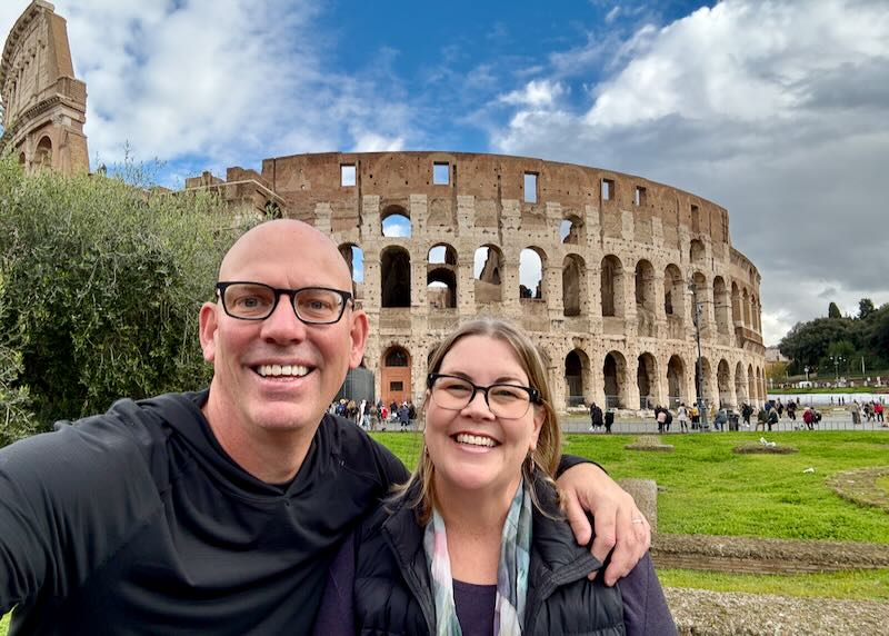 Me and my wife at the Colosseum in Rome.