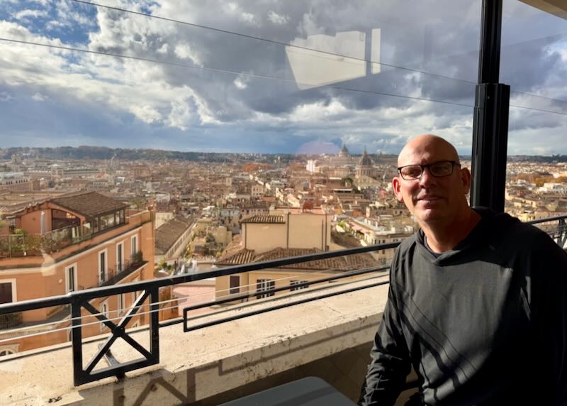 Me at the Hassler Hotel in Rome.