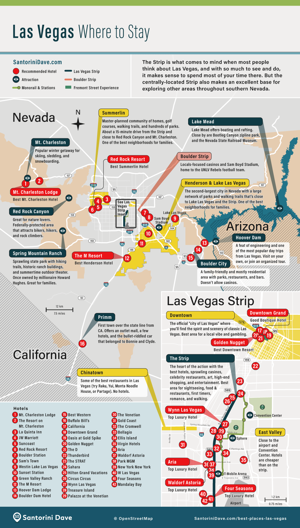 Map of Best Areas to Stay in Las Vegas