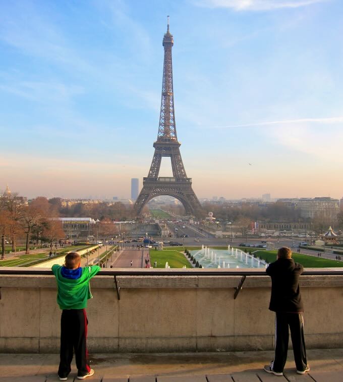 My kids at the Eiffel Tower in Paris.