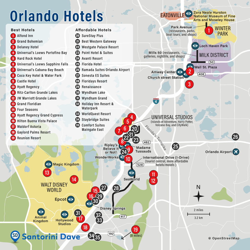 Map of Orlando Hotels and Neighborhoods