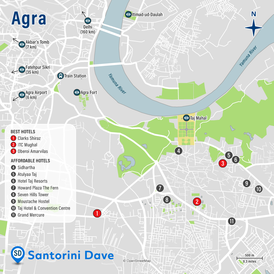 Map of Agra Hotels