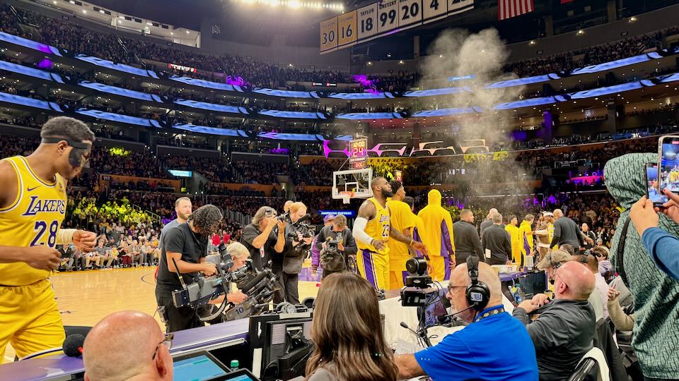 Me, my wife, and two kids at a Laker game in LA.