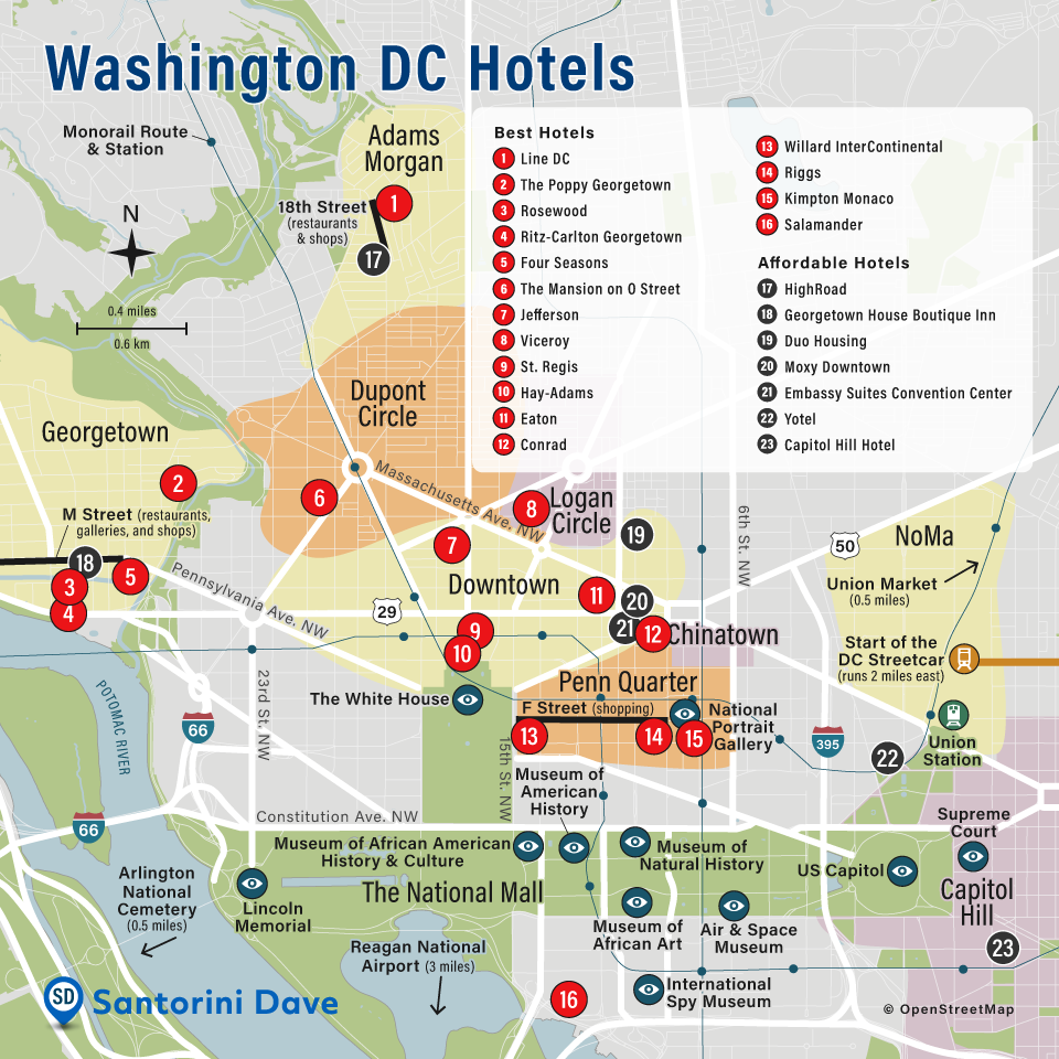 Map of Washington DC Hotels and Neighborhoods