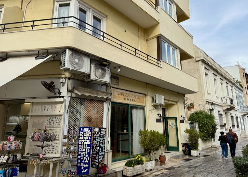 Cheap hotel in Plaka neighborhood of Athens.