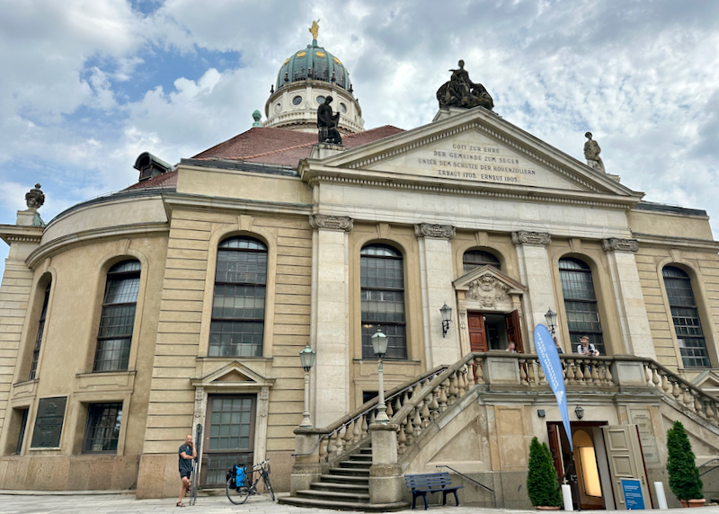 Neoclassical building with blue domed roof