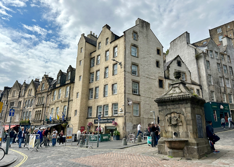 Pedestrian square in Edinburgh Scotland.