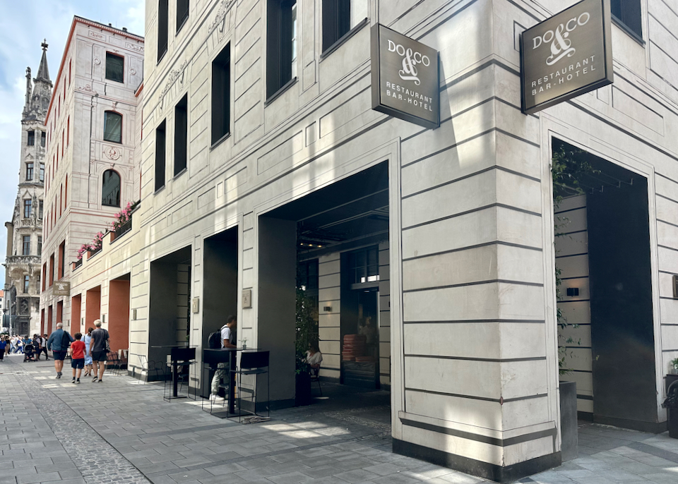 Exterior corner of a luxury hotel in Munich