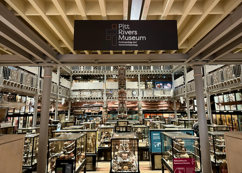 Glass-housed collections inside the Pit River Museum in Oxford.