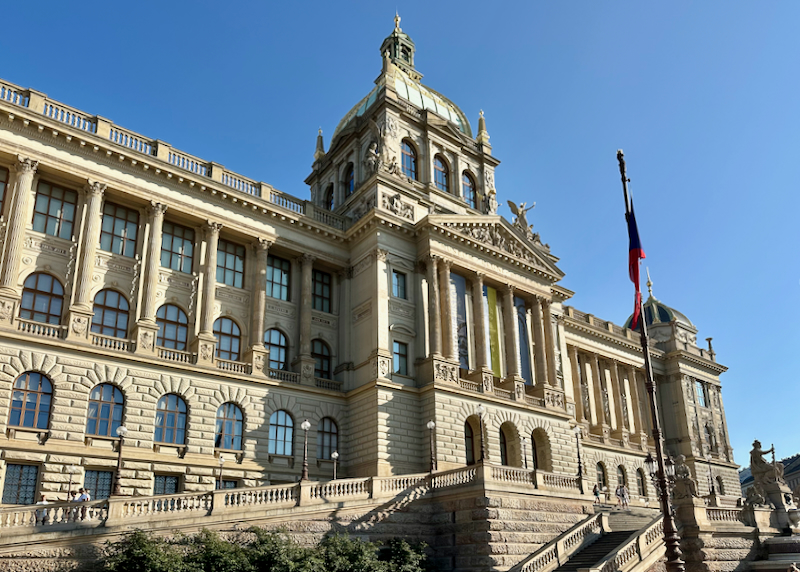 Elaborate facade of the National Museum in Prague