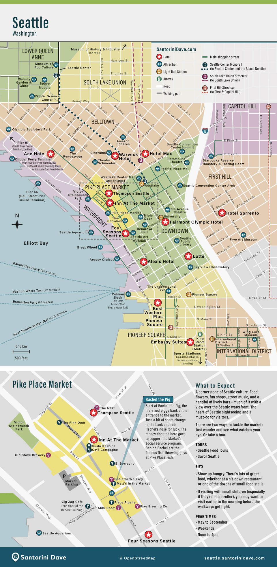 Tourist map of Seattle, Washington