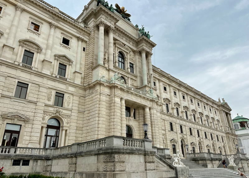 Huge white palace building in Vienna