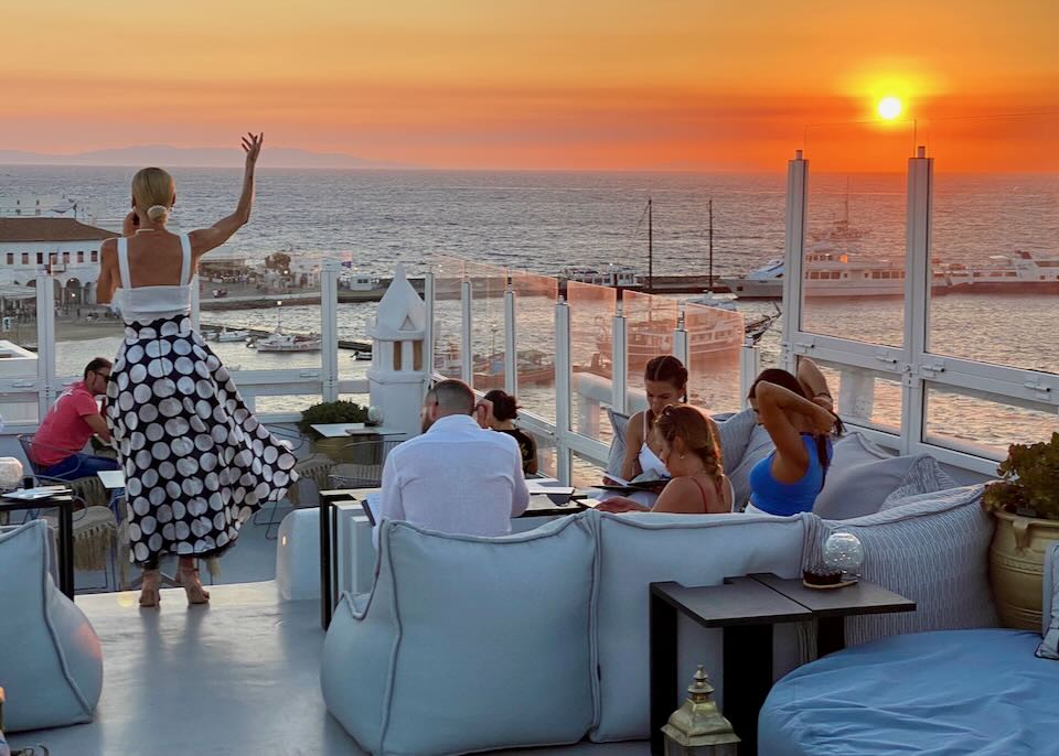 Sunset in Mykonos in July.