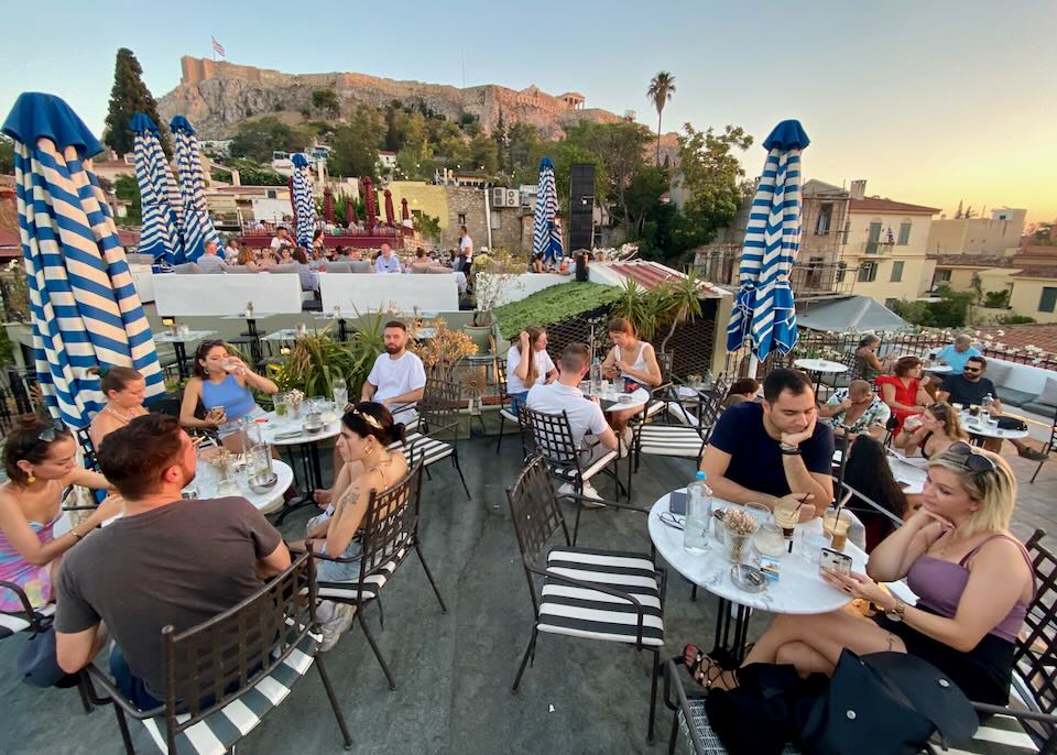 Plaka in Athens in July.