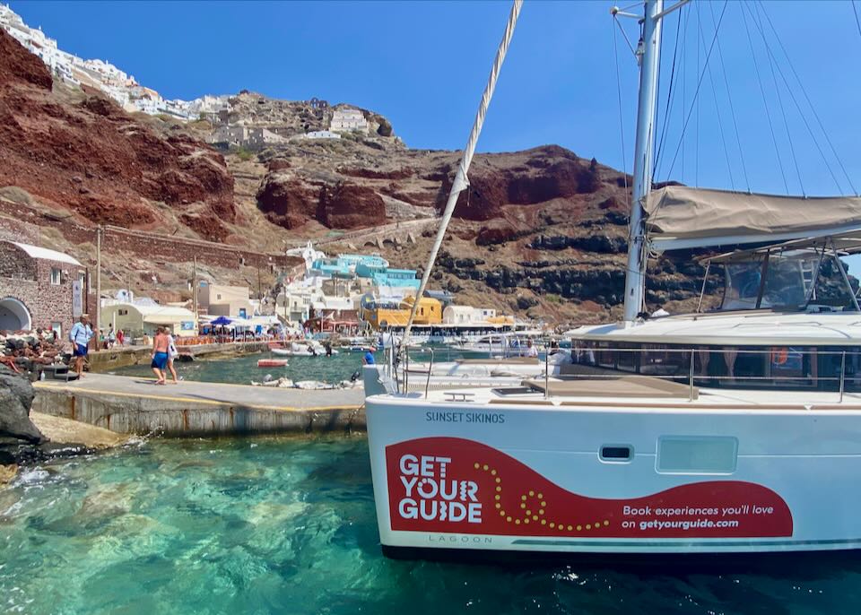 A boat tour in Santorini.