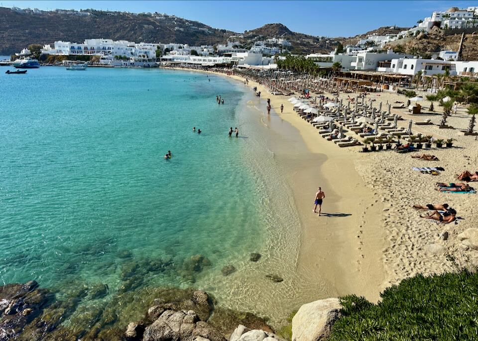 Platis Gialos Beach in Mykonos.
