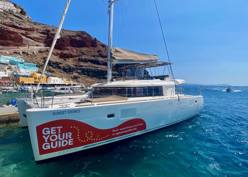 A Santorini boat tour in August.