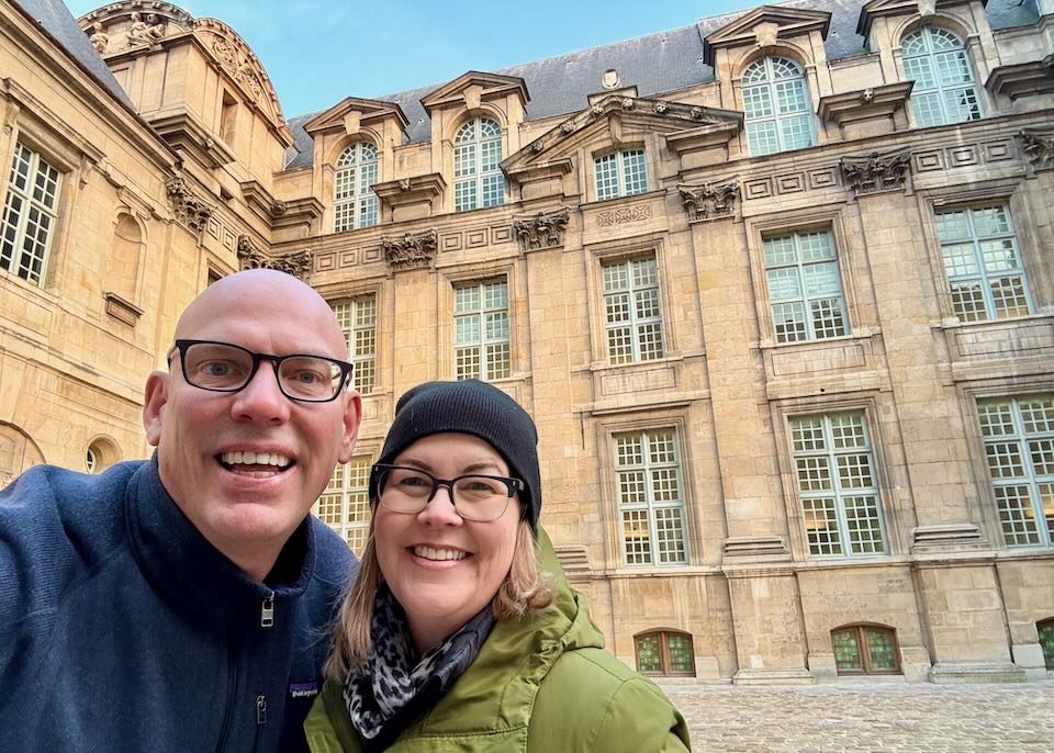 Me and my wife in the Marais of Paris. 