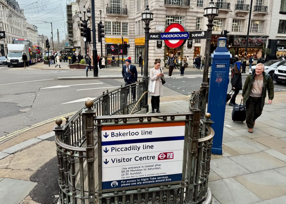 The Piccadilly Circus station on the Piccadilly Line in London.
