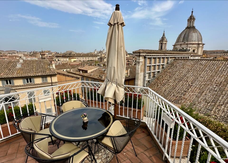 Rome hotel with rooftop view. 