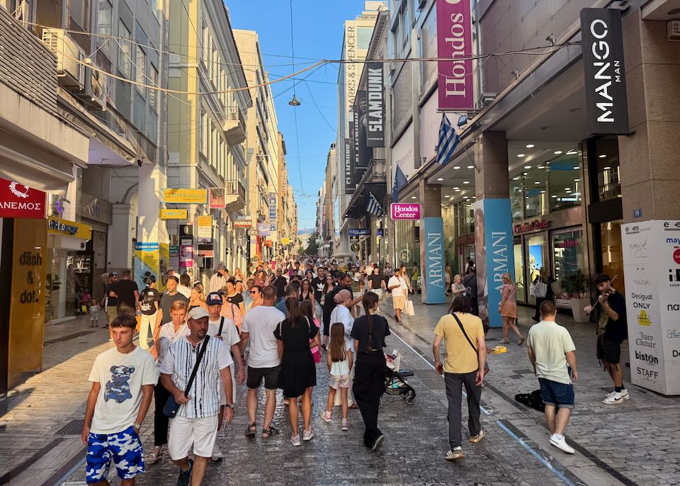 Ermou Street in central Athens.