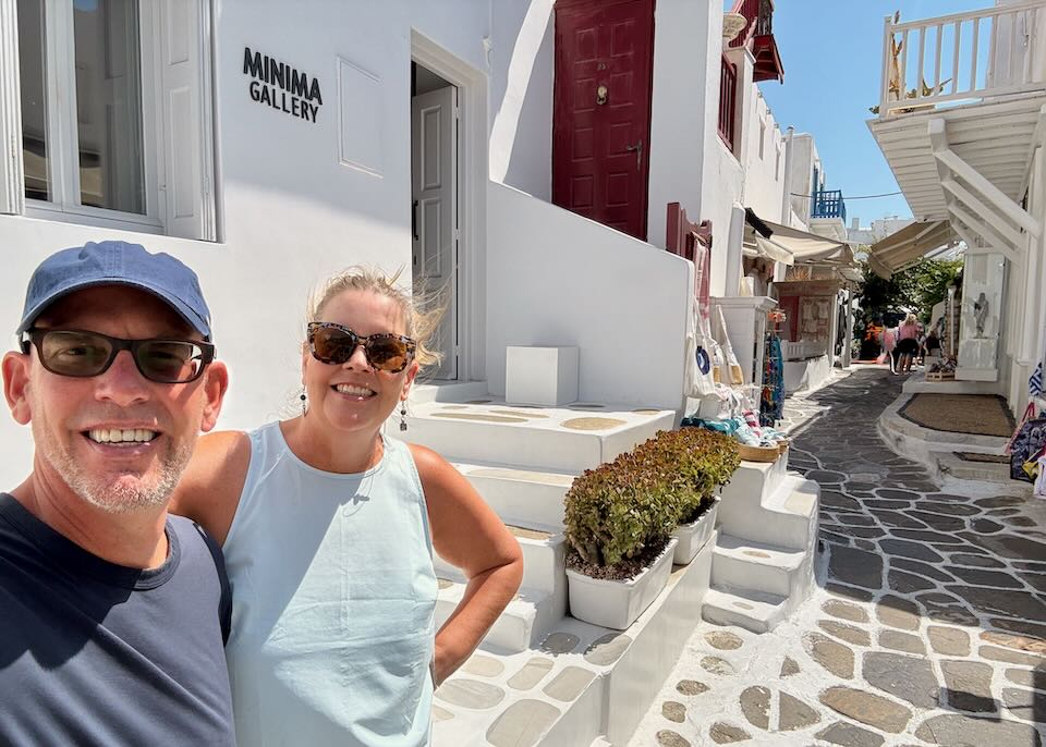 Me and my wife in Mykonos Town.
