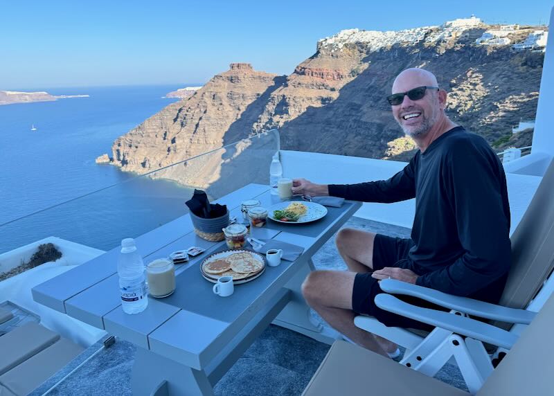 Me during our stay in Santorini.