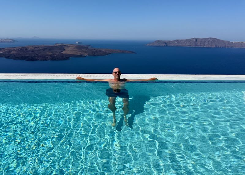 Me in the pool at Homeric Poems in Firostefani.