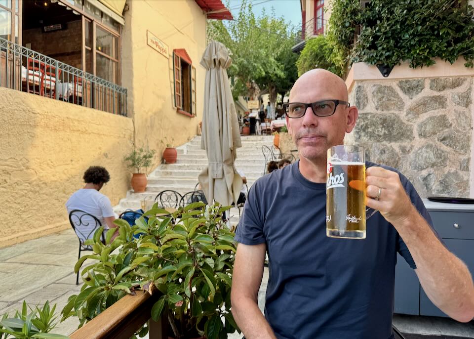 Relaxing in the Plaka, Athens.