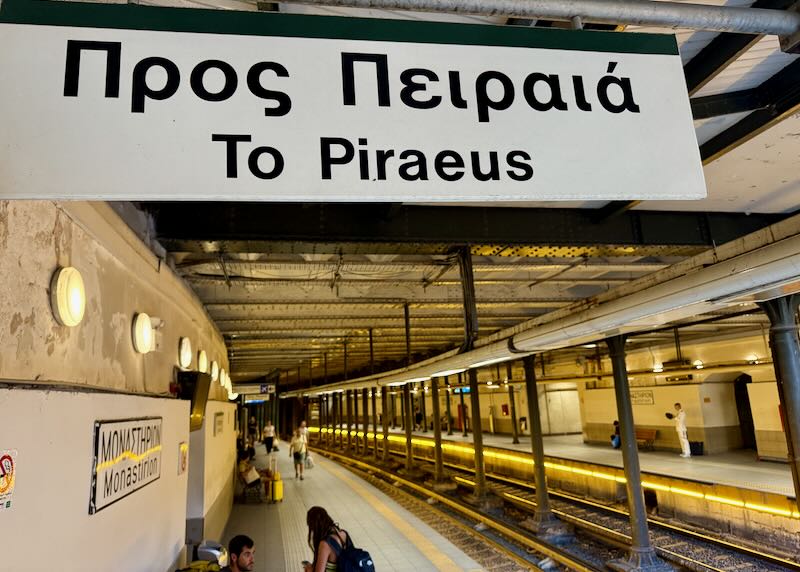 Metro train to Piraeus.