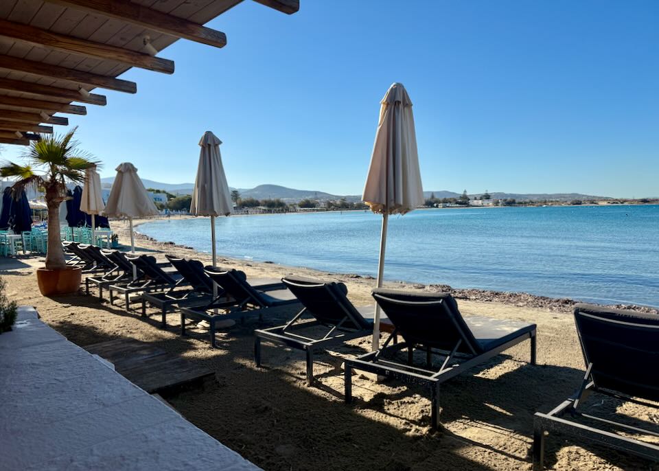 My breakfast view during our stay at Nissaki Beach Hotel in Naxos.