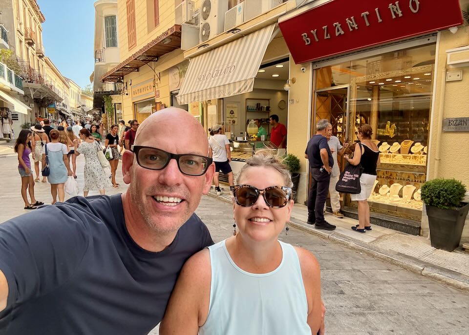 Me and my wife in Plaka, Athens.