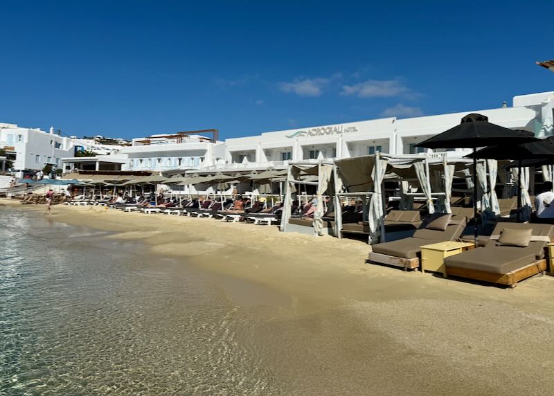 Budget beach hotel in Mykonos.