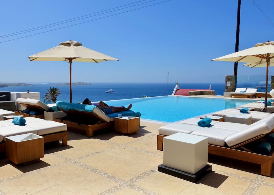 Pool at Bill & Coo hotel in Mykonos Town.