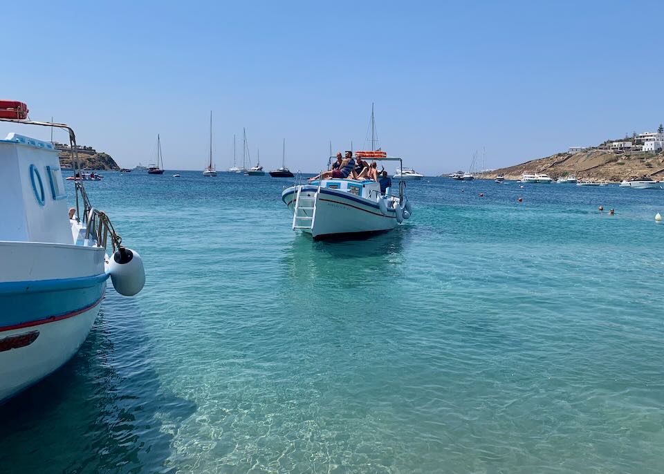 Water taxi in Ornos.